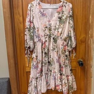 Taylor Pink and Green Floral Dress